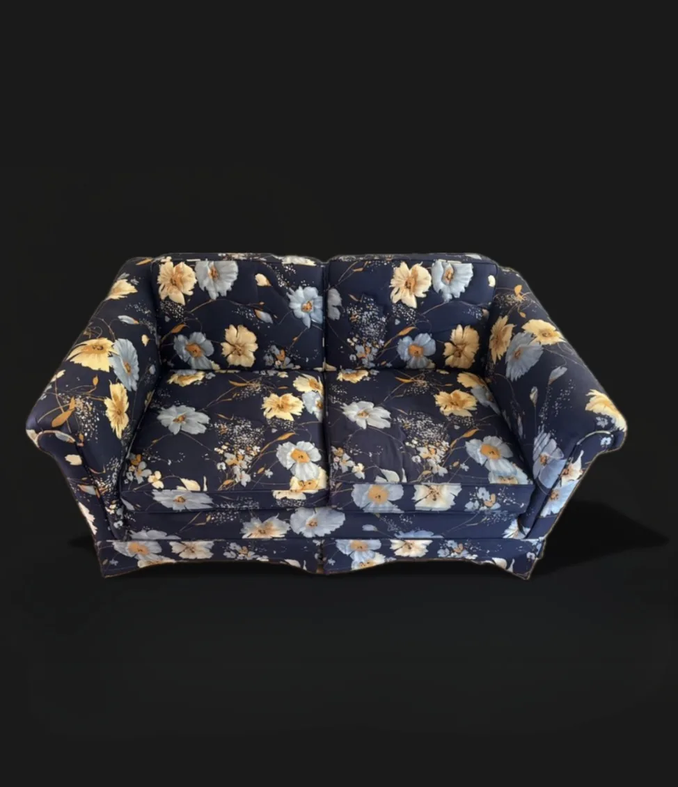 Navy floral loveseat