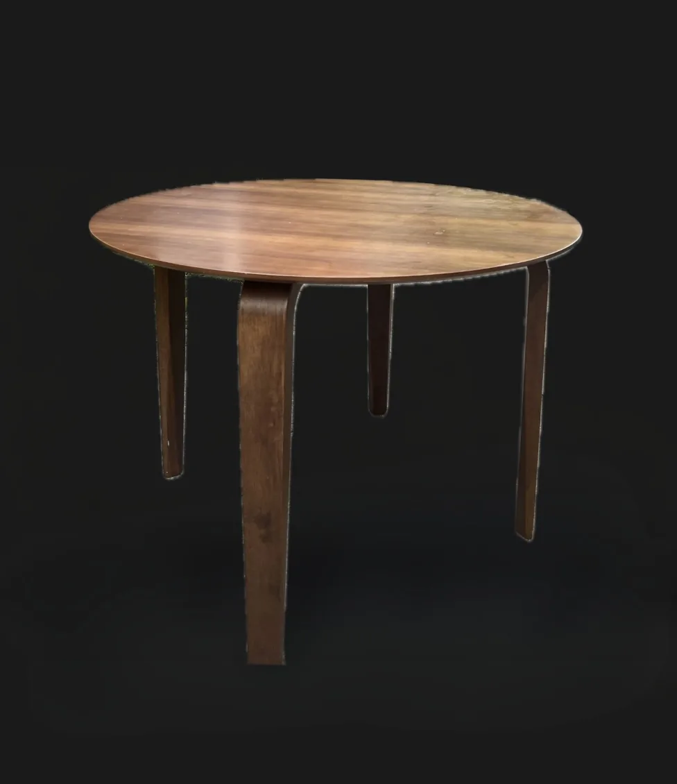 Round wooden dining table, seats 4