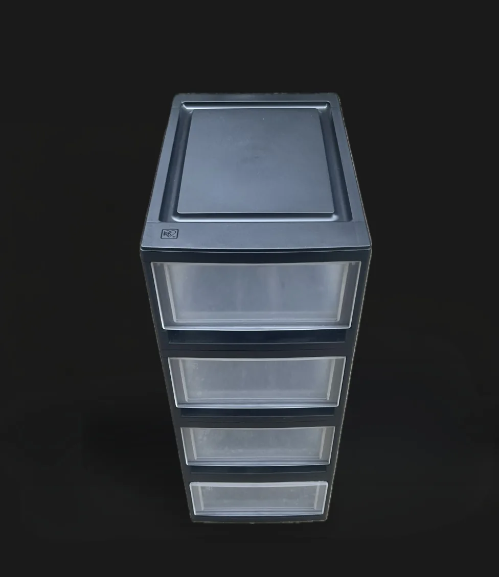 Black mini storage shelves, 4 compartments